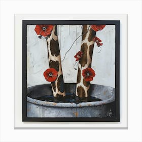 Giraffes In A Pot Canvas Print