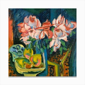 Pink Roses, Ernst Ludwig Kirchner Canvas Print