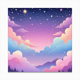 Sky With Twinkling Stars In Pastel Colors Square Composition 249 Canvas Print