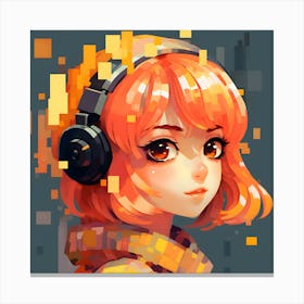 Anime Girl With Headphones Canvas Print