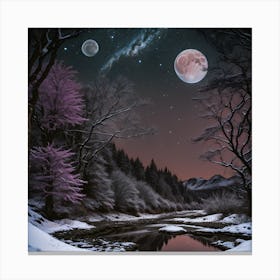 Moonlight In The Snow 1 Canvas Print