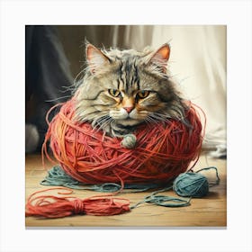 Cat In A Ball Of Yarn 2 Canvas Print