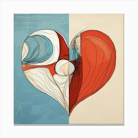 Heart Doodle Sketch Blue & Orange 7 Canvas Print