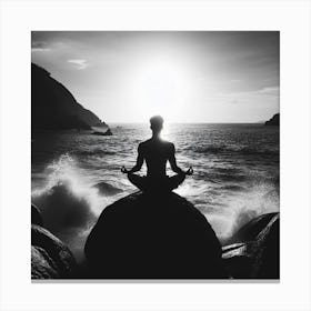 Meditating Man On Rocks Canvas Print