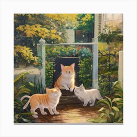 Cats In The Garden 1 Canvas Print