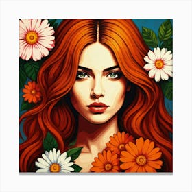 Girl With Flowers Canvas Print