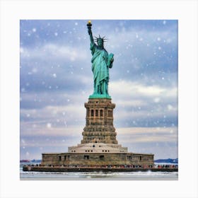 Statue Of Liberty In The Snow Canvas Print