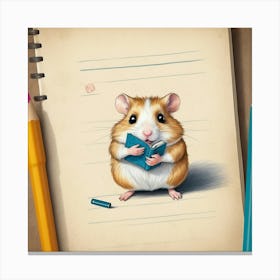 Hamster Reading A Book 9 Canvas Print