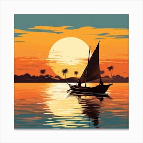 Sailboat At Sunset Canvas Print