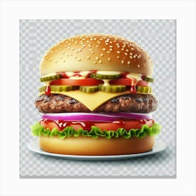 Hamburger On A Plate 1 Canvas Print