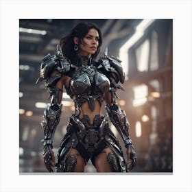Futuristic Woman In Armor Canvas Print
