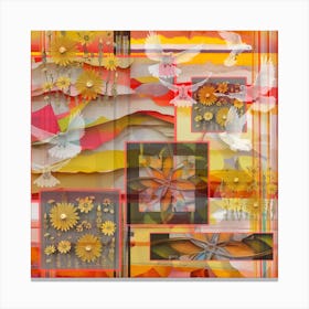 Flowers and Flight Digital Collage Canvas Print