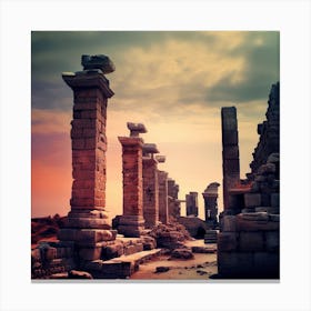 Ancient Ruins At Sunset Canvas Print