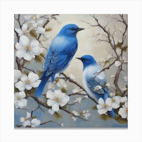 Bluebirds In Blossom 2 Canvas Print