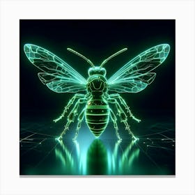 Bee On A Black Background Canvas Print