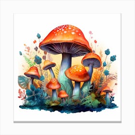 Mushrooms In The Forest 48 Canvas Print