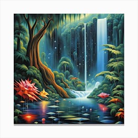 Waterfall In The Forest Canvas Print