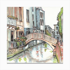 Venice Bridges Square Canvas Print