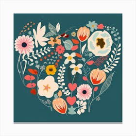 Heart shaped spring flowers Canvas Print