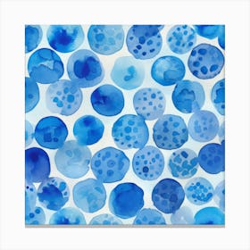 Blue Watercolor Dots Canvas Print