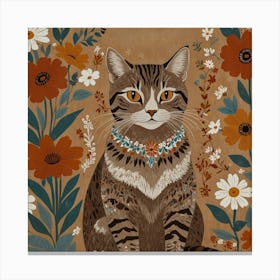 Cat In Flowers 3 Canvas Print