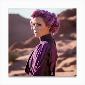 Purple Haired Woman Canvas Print