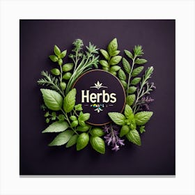 Herbs Logo On Dark Background Canvas Print