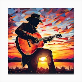 Acoustic Guitar At Sunset Canvas Print