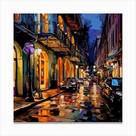New Orleans Street At Night Canvas Print