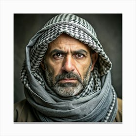 Serious Middle Eastern Man Wearing A Keffiyeh Canvas Print