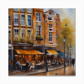 Amsterdam cafe coffee .oil artwork .4 Canvas Print