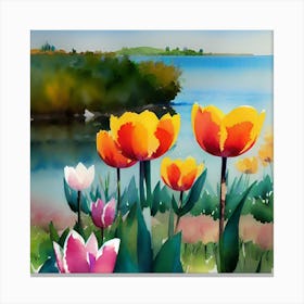 Watercolor Tulips 1 Canvas Print