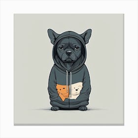 French Bulldog In Hoodie Canvas Print