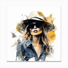 Fashion Girl In A Hat Canvas Print