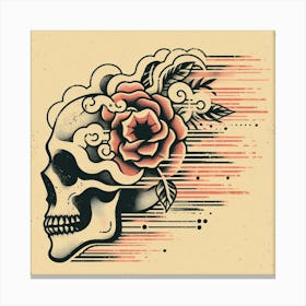 Skull With Roses Canvas Print