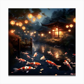 Koi Fish In The Pond art print Canvas Print