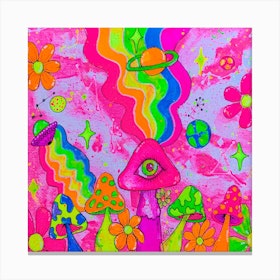 Trippy Mushrooms Square Canvas Print