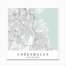 Copenhagen Denmark Street Map Minimal Color Square Canvas Print