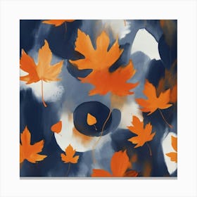 Navy And Orange Autumn Abstract Painting Art Print Canvas Print