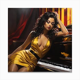 Golden Girl At The Piano Canvas Print