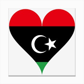 Heart Love Flag Crescent Moon Star Libya North Africa Heart Shaped Canvas Print