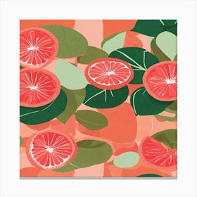 Grapefruits And Leaves Canvas Print