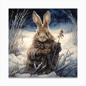 Winter Hero. Magical Rabbit Art Print. Canvas Print