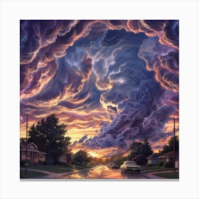 Sunset Over A City Canvas Print