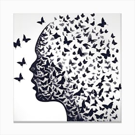 Butterfly Wings On A Woman'S Head Canvas Print