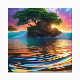 Sunset With A Tree Canvas Print