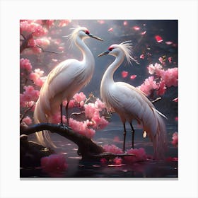 Egrets In Bloom Canvas Print