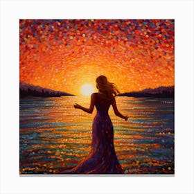 Woman At Sunset 1 Canvas Print