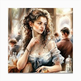 Lady At A Table Canvas Print