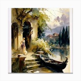 Gondola Water Color Canvas Print